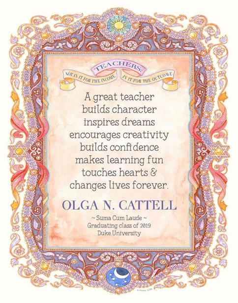 Educator Graduation Sun-Moon by Mickie Caspi PLUM