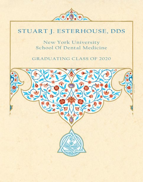 Personalized Dentist Graduate Arabesque Gift by Mickie Caspi Aqua