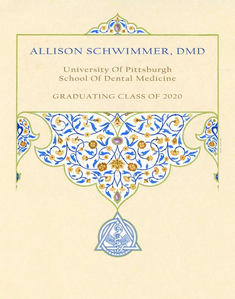 Personalized Dentist Graduate Arabesque Gift by Mickie Caspi Ultramarine