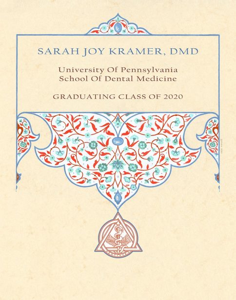 Personalized Dentist Graduate Arabesque Gift by Mickie Caspi Red