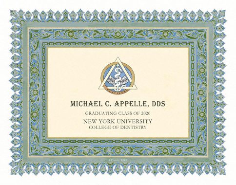 Personalized Dentist Graduate Diploma Gift by Mickie Caspi Azure