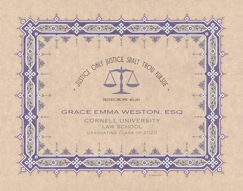 Personalized Lawyers Creed Graduate Parchment Plum