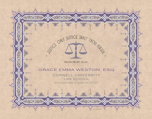 Personalized Lawyers Creed Graduate Parchment Plum