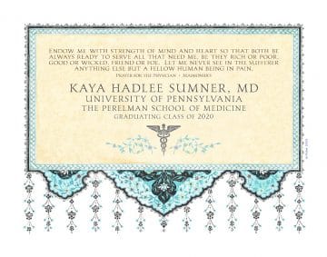 Personalized Doctors Prayer Arabesque Aqua