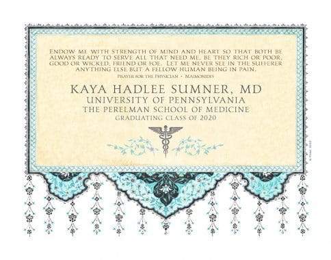 Personalized Doctors Prayer Arabesque Aqua