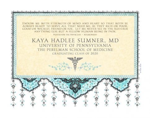 Personalized Doctors Prayer Arabesque Aqua