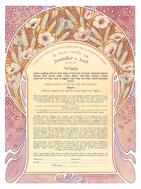 Nouveau Kalanit Giclee Ketubah Blush