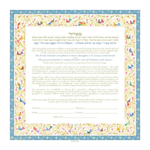 Birds of Paradise Giclee Ketubah Robins Egg
