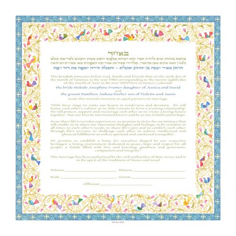 Birds of Paradise Giclee Ketubah Robins Egg