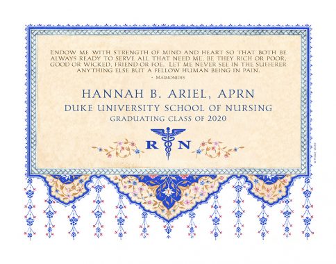 Personalized Nurse Prayer Floral Arabesque Ultramarine