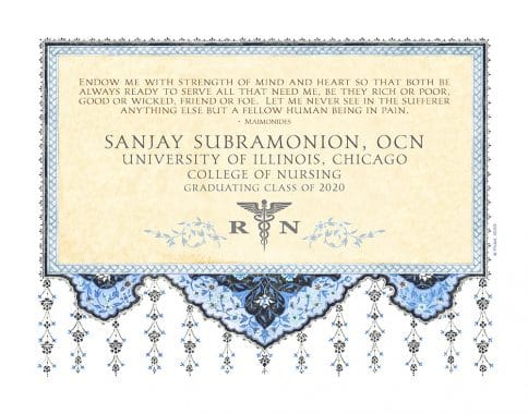 Personalized Nurse Prayer Floral Arabesque Pond