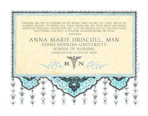 Personalized Nurse Prayer Arabesque Aqua