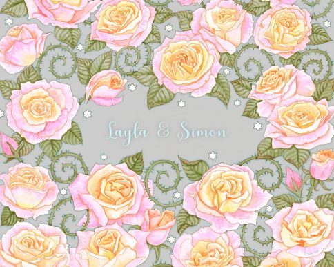 Roses Lovers Gift Coral Grey by Mickie Caspi