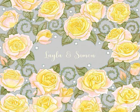 Roses Lovers Gift Yellow Grey by Mickie Caspi