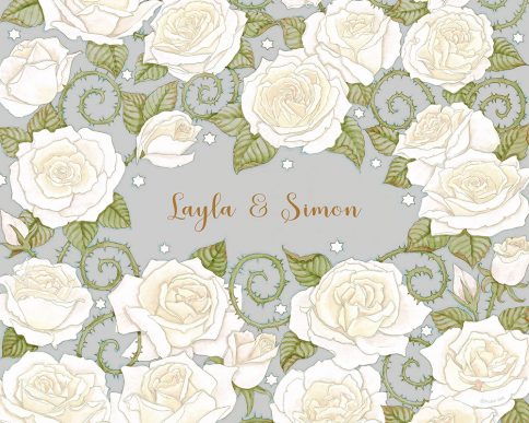 Roses Lovers Gift White Grey by Mickie Caspi