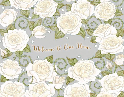 Roses New Home Blessing Cream Custom Fine Art Print by Mickie Caspi