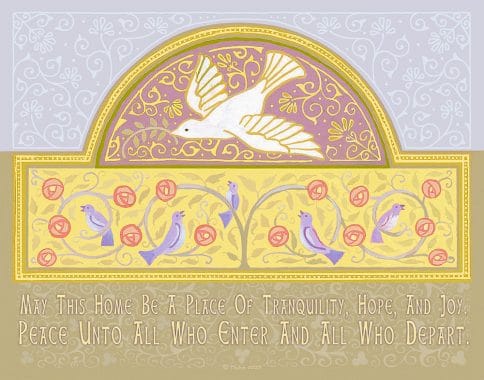 Dove New Home Blessing Mauve Custom Fine Art Print by Mickie Caspi