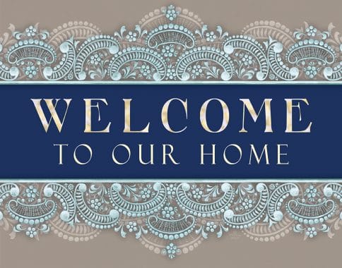 Etched Glass New Home Blessing Soft Blue Custom Fine Art Print by Mickie Caspi