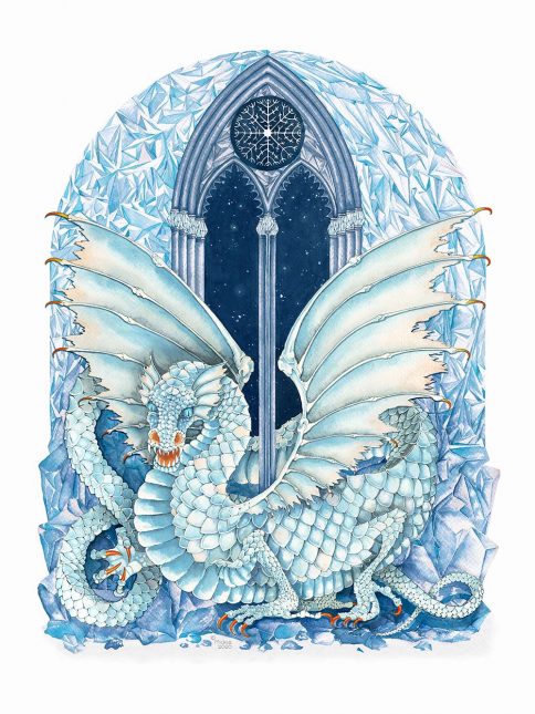 Dragons Winter Wall Art Custom Fine Art Print by Mickie Caspi