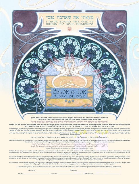 Dragon Love Giclee Ketubah Ocean by Mickie Caspi