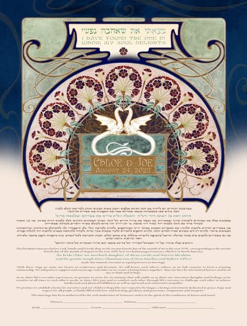 Dragon Love Giclee Ketubah Patina by Mickie Caspi