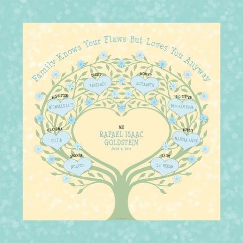 Custom Heart Family Tree Baby Boy Honey by Mickie Caspi