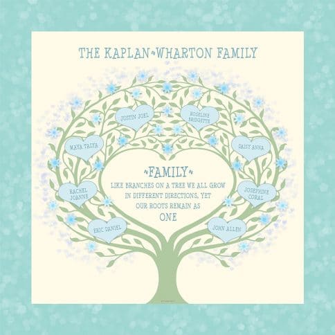 Custom Heart Family Tree Loving Family Cream by Mickie Caspi