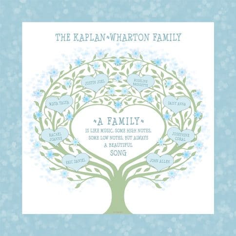 Custom Heart Family Tree Loving Family White by Mickie Caspi