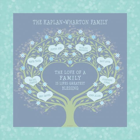 Custom Heart Family Tree Loving Family Blue by Mickie Caspi