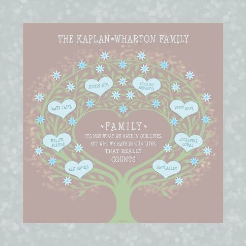 Custom Heart Family Tree Loving Family Taupe by Mickie Caspi