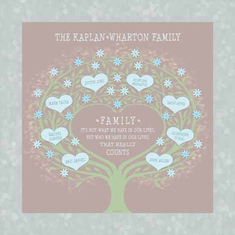 Custom Heart Family Tree Loving Family Taupe by Mickie Caspi