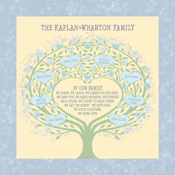 Custom Heart Family Tree Loving Family Sunshine by Mickie Caspi