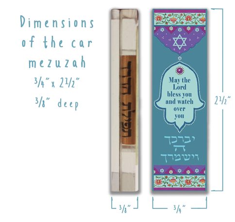 Purple Jewel Hamsa Car Mezuzah