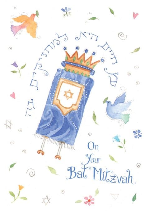 BT636 Bat Mitzvah Torah Greeting Card by Mickie Caspi