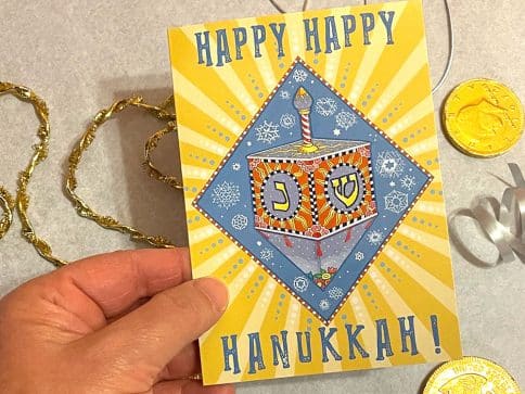 HK3030 Sunny Dreidel Hanukkah Greetings Package Cards by Mickie Caspi