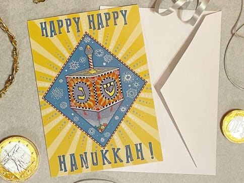 HK3030 Sunny Dreidel Hanukkah Greetings Package Cards by Mickie Caspi