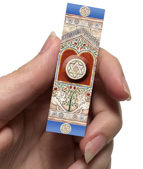 Lions Tablet Car Mezuzah by Mickie Caspi