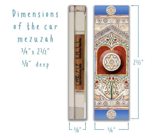 Lions Tablet Car Mezuzah by Mickie Caspi