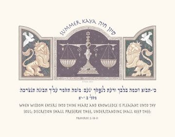Personalized Brit Mitzvah Scales Parasha Certificate Dusky Mauve