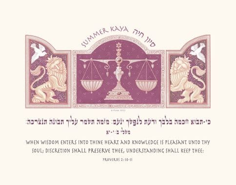 Personalized Brit Mitzvah Scales Parasha Certificate Berry