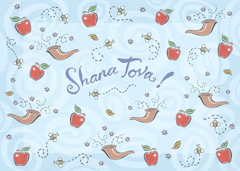 Shofars and Apples Jewish New Year Cards Package by Mickie Caspi