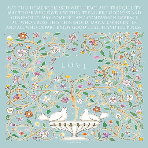 Home Blessing Homey Doves Fine Art Print by Mickie Caspi