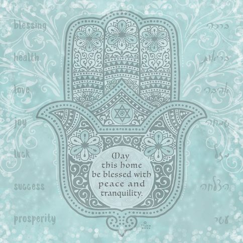 Home Blessing Hamsa Blessings Fine Art Print by Mickie Caspi Sea