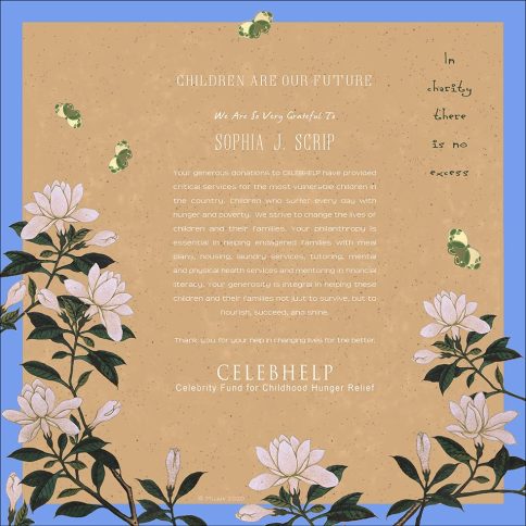 Personalized Honoree Presentation Delicate Blossoms Gift by Mickie Caspi Cobalt