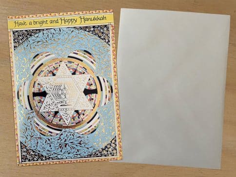 HK303 Hanukkah Star Illuminated Art Card by Mickie Caspi