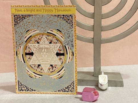 HK303 Hanukkah Star Illuminated Art Card by Mickie Caspi