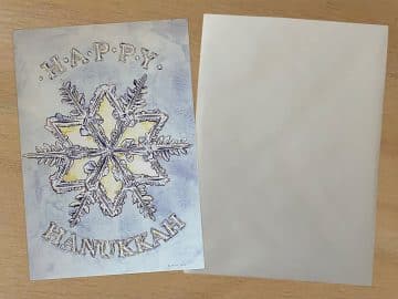 HK484 Hanukkah Snowflake Illuminated Art Card by Mickie Caspi