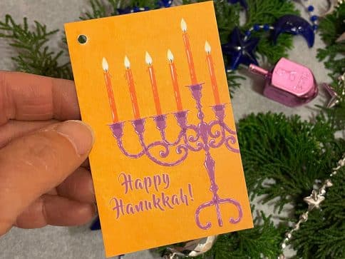 Hanukkah Hanging Gift Tags Orange