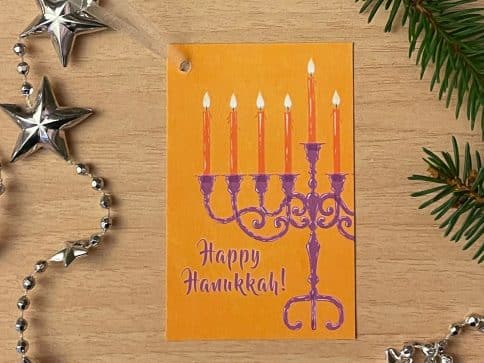 Hanukkah Hanging Gift Tags Orange