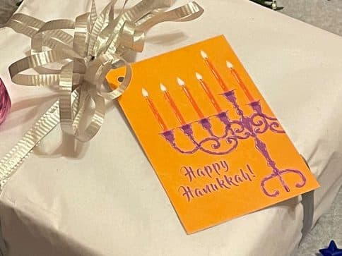 Hanukkah Hanging Gift Tags Orange